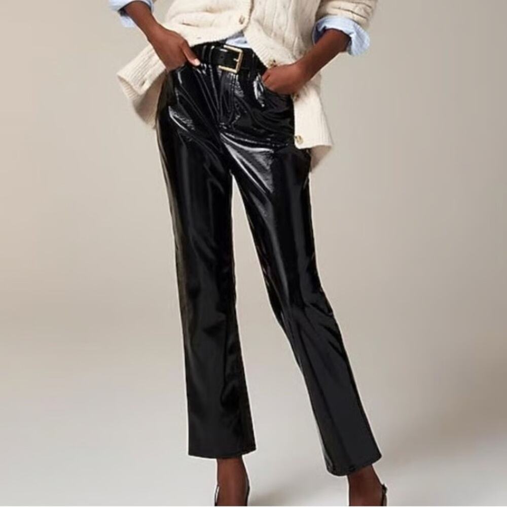 J. Crew shiny patent faux leather straight leg pants size 31 NWT